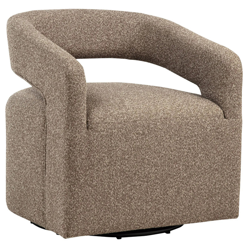 Westhill Boucle Upholstered Swivel Accent Chair Rocky Road by Unique Piece Furniture