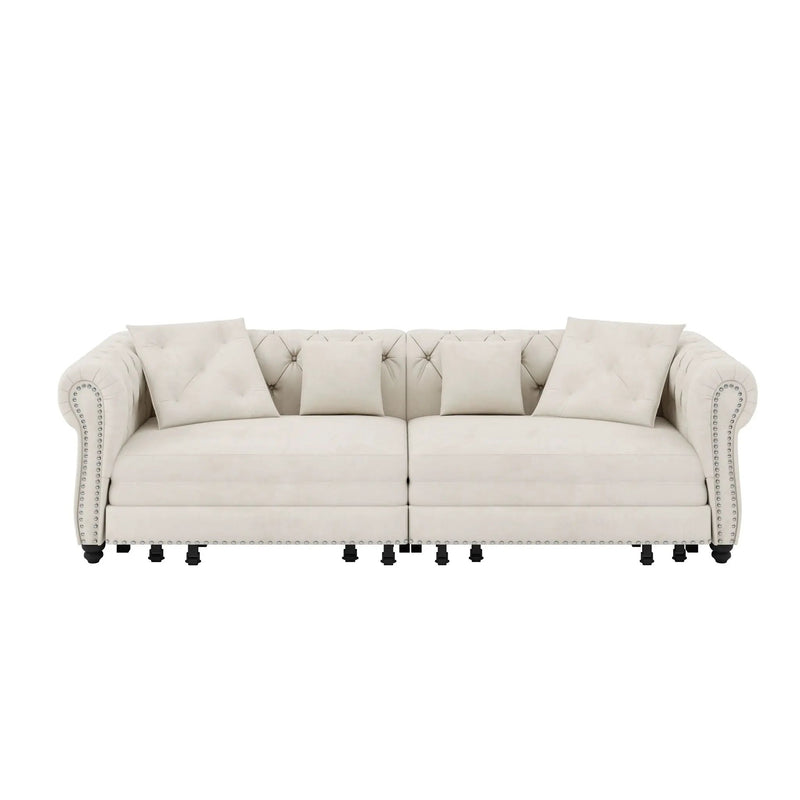 3 In 1 Pull Out Convertible Sleeper Sofa Bed, King Size, Chaise Lounge