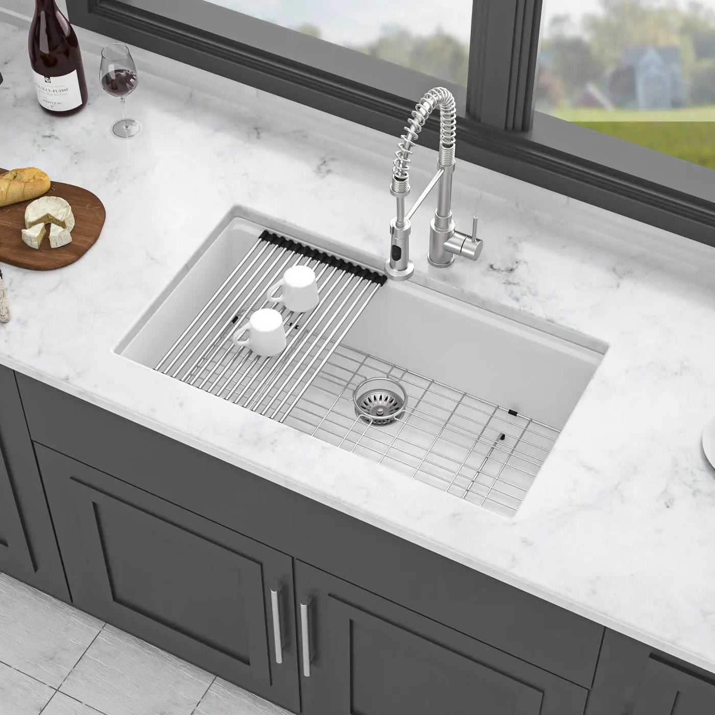 Quartz Kitchen Sink, Granite Composite Workstation Undermount by HouseOfZazla