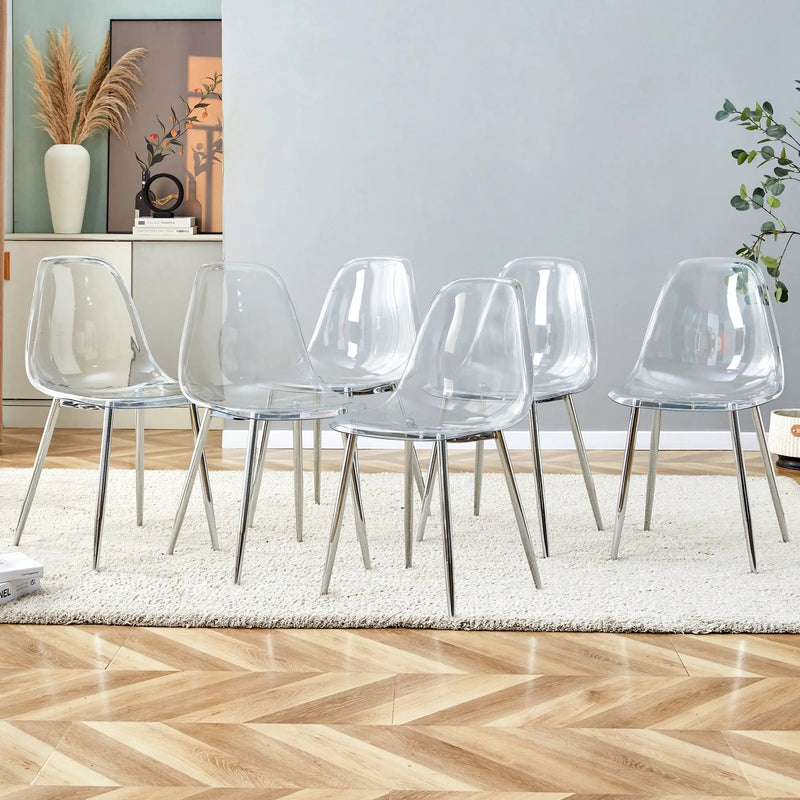Modern Minimalist Transparent Dining Chair - 6-Piece Set by HouseOfZazla