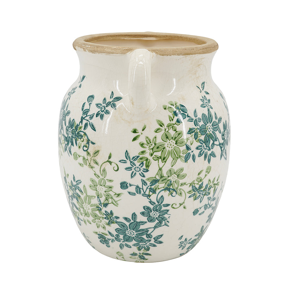 Floral Twin-Handle Vase with Wildflower Design - Ivory, photo 5 of 10