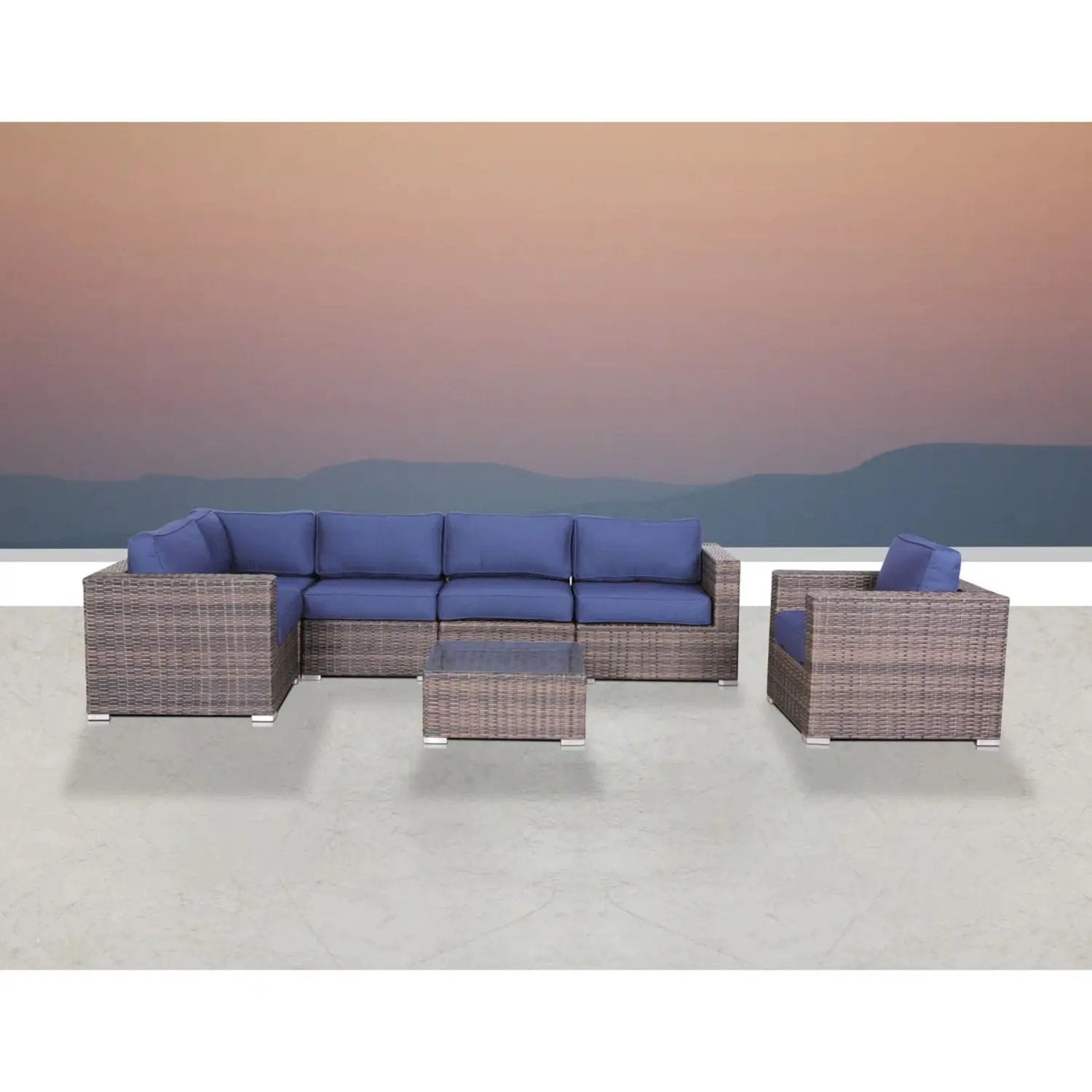 Wicker Seating Group Set With Table And Cushions by Unique Piece Furniture