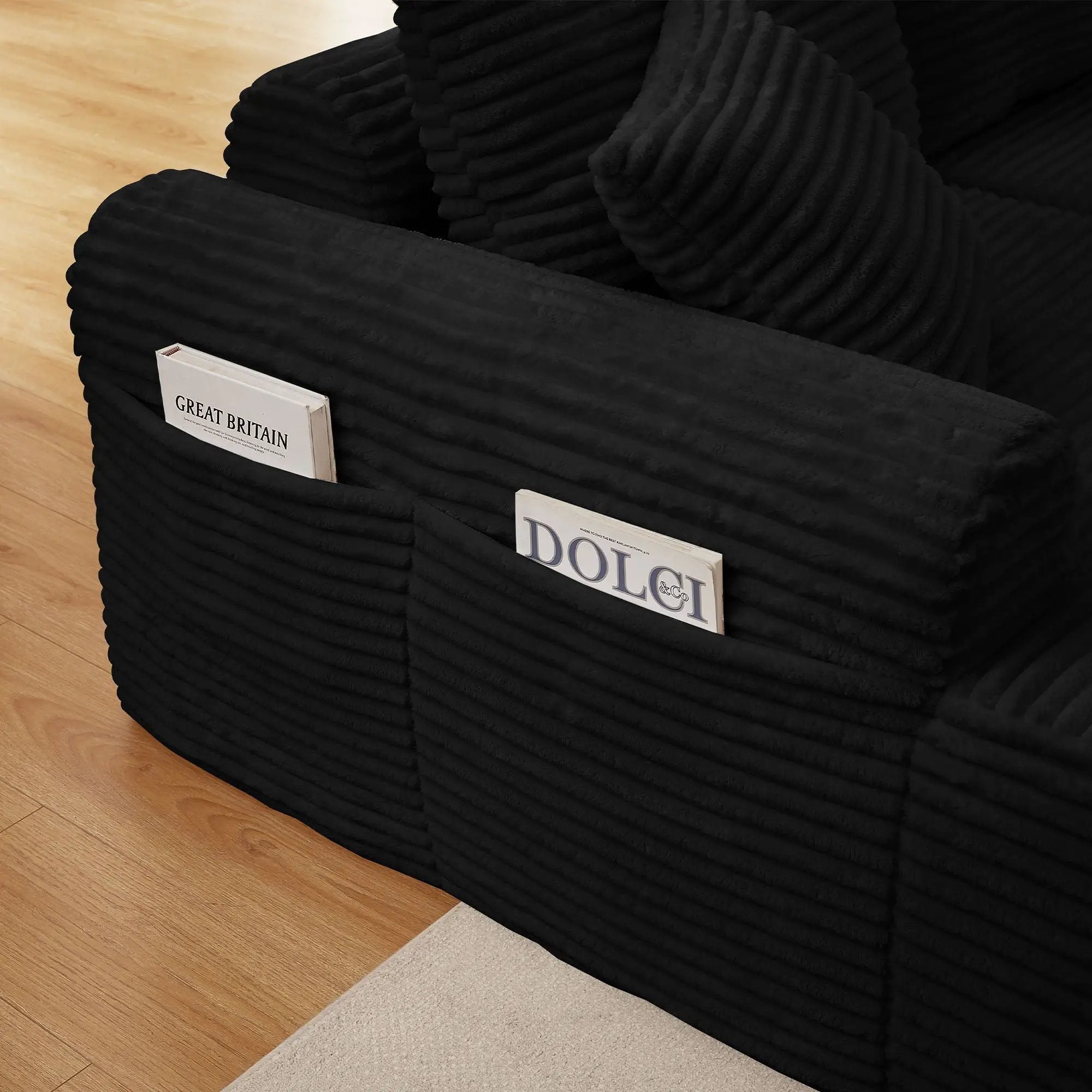 Modular Sectional With Arched Armrests, Includes 3 Back Cushions & 2 Throw Pillows by Unique Piece Furniture