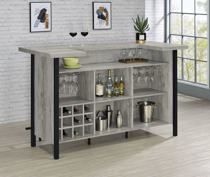 Bellemore Freestanding Home Bar Wine Cabinet Grey Driftwood by Unique Piece Furniture