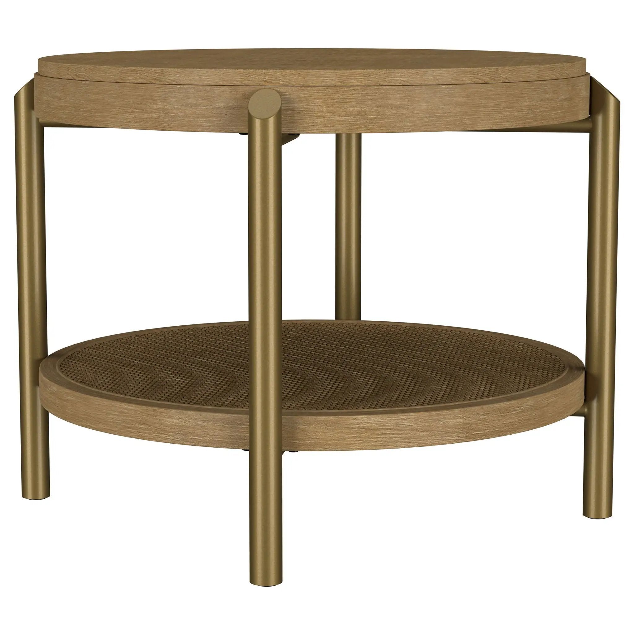 Arini Round End Side Table With Storage Shelf Sand Wash by Unique Piece Furniture