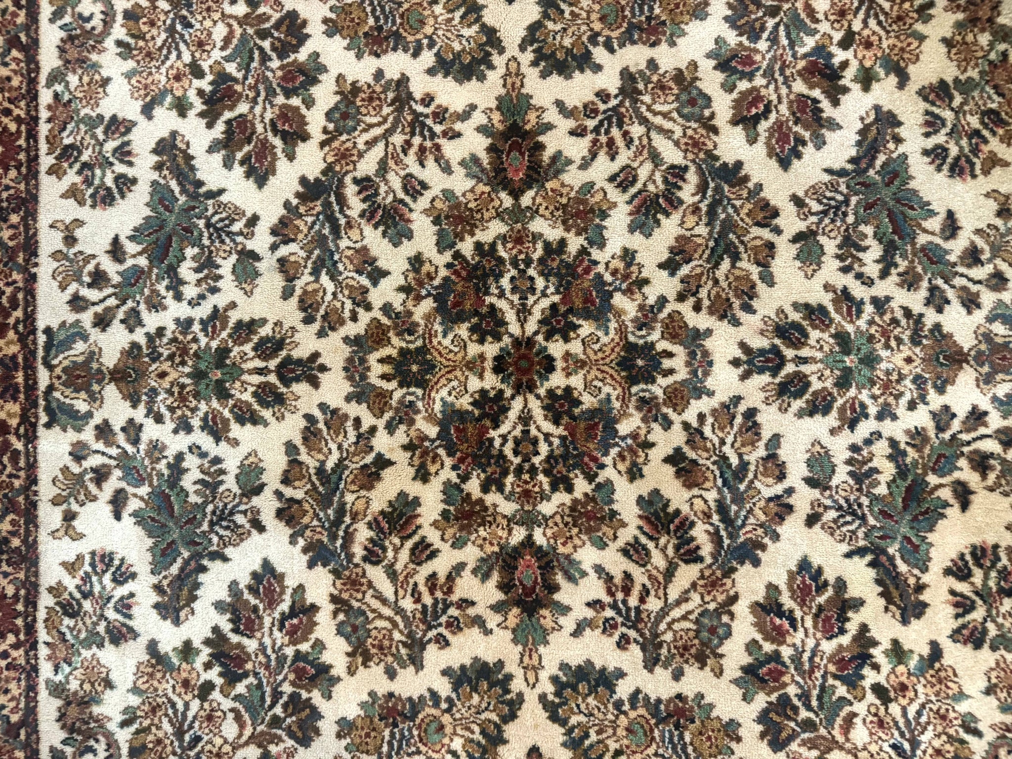 Karastan Rug 5.9 x 9, Ivory Sarouk #760, Wool Pile, Original 700 Series, Vintage by Jewel Rugs