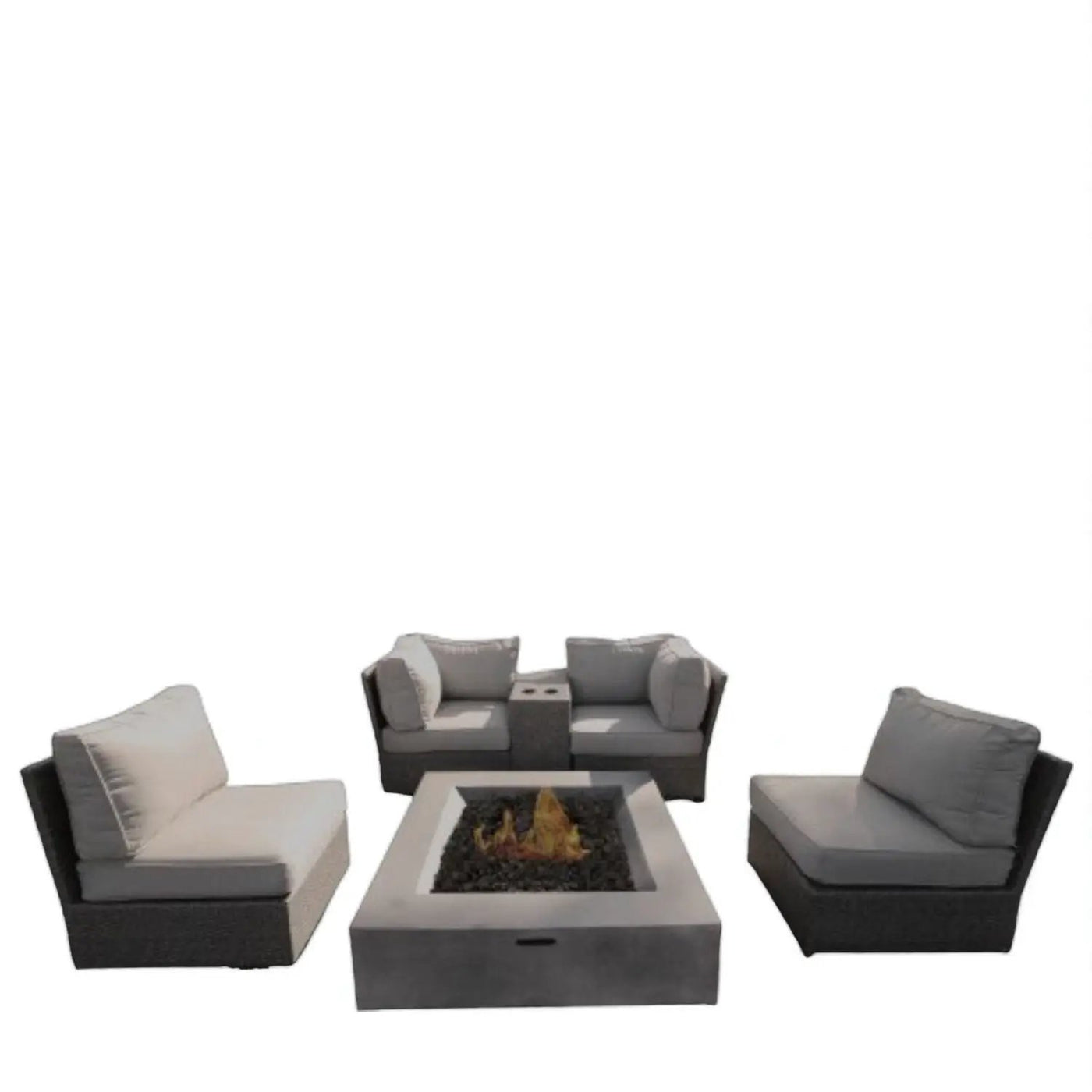 Contemporary Patio Seating Set With Fire Pit by Unique Piece Furniture