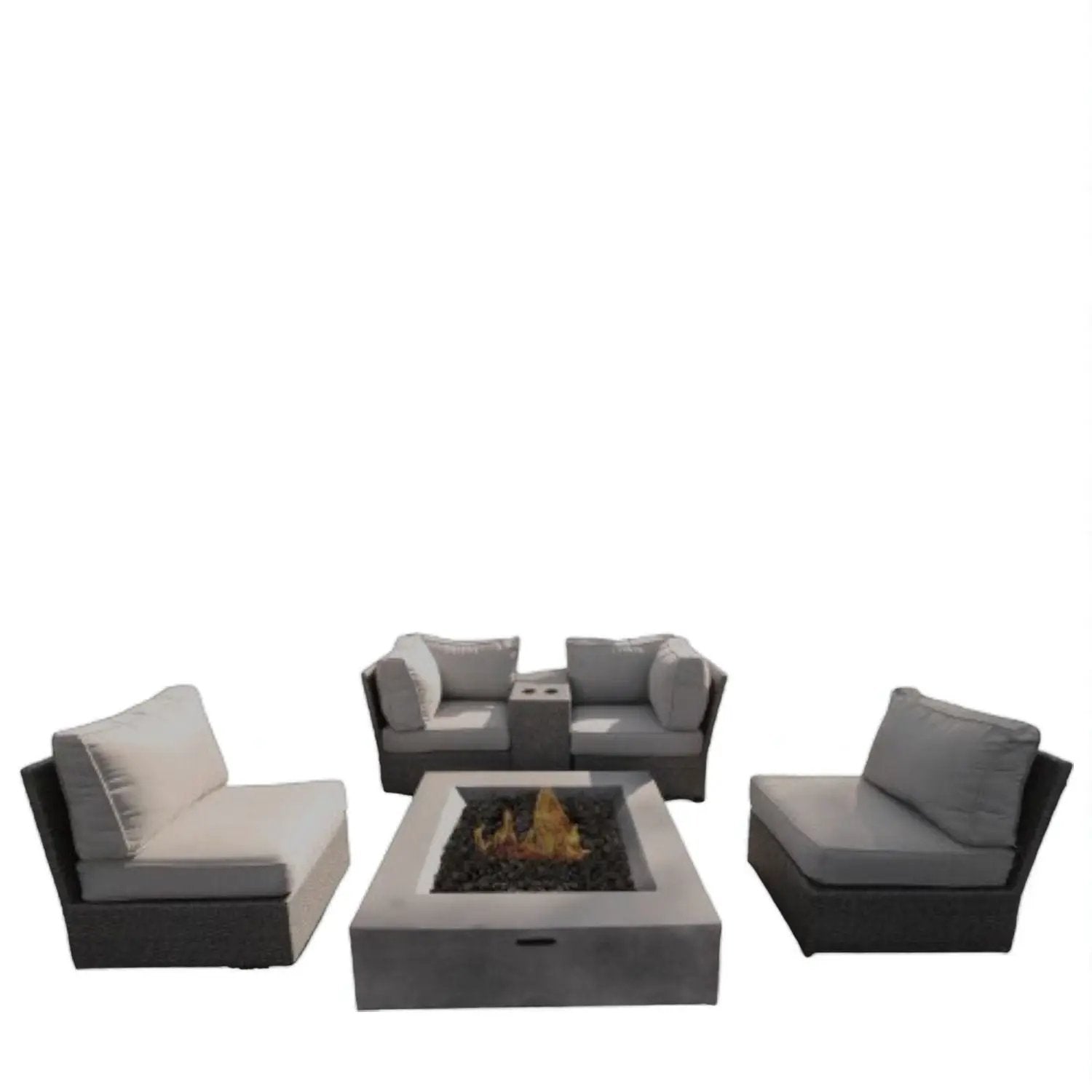 Contemporary Patio Seating Set With Fire Pit by HouseOfZazla