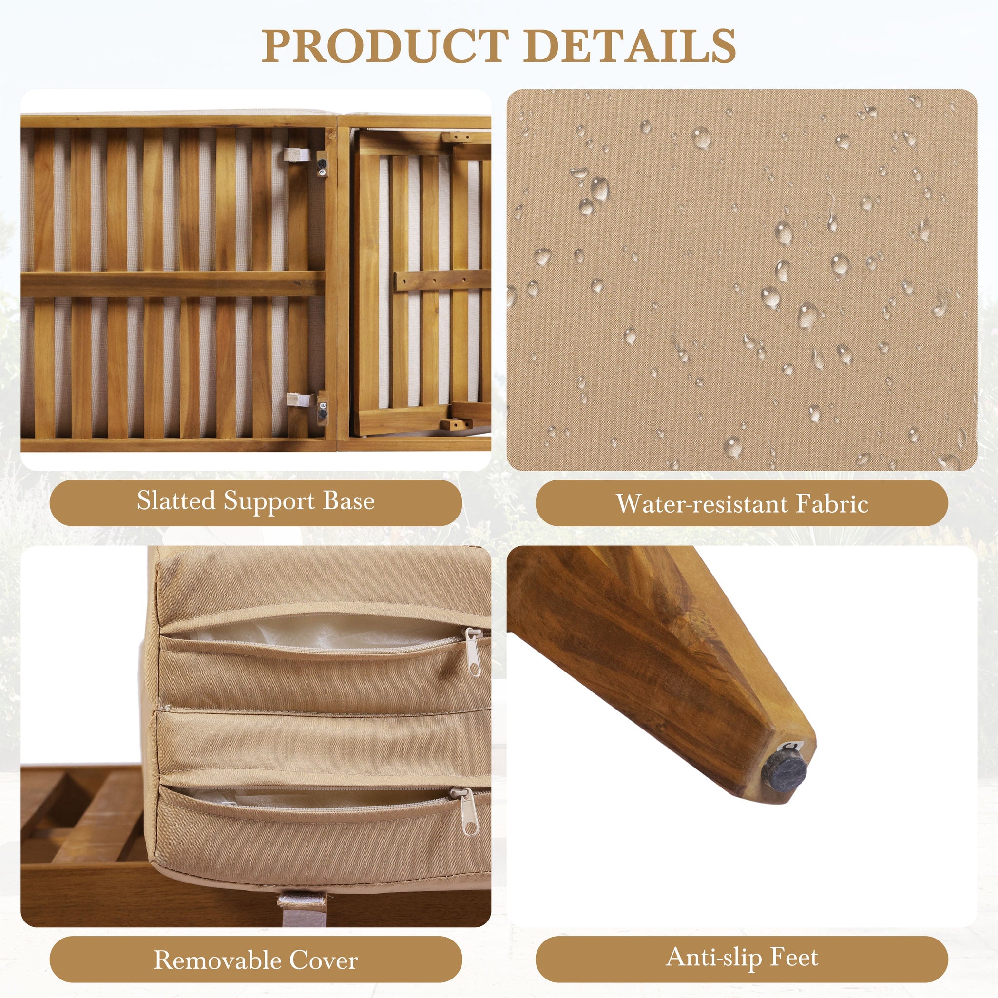 TOPMAX Acacia Wood Chaise Lounge by HouseOfZazla