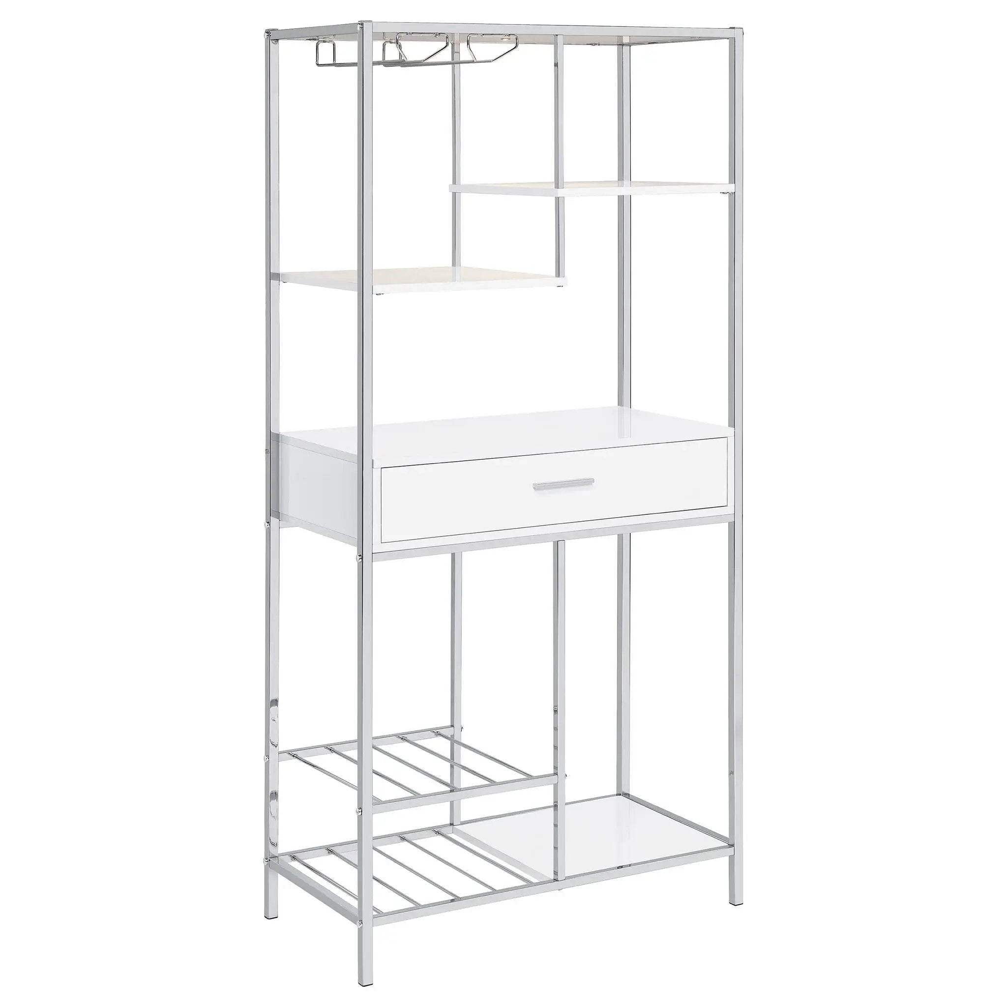 Draper - 5 Shelf LED Wine Cabinet With Pull Out Drawer - Gloss White