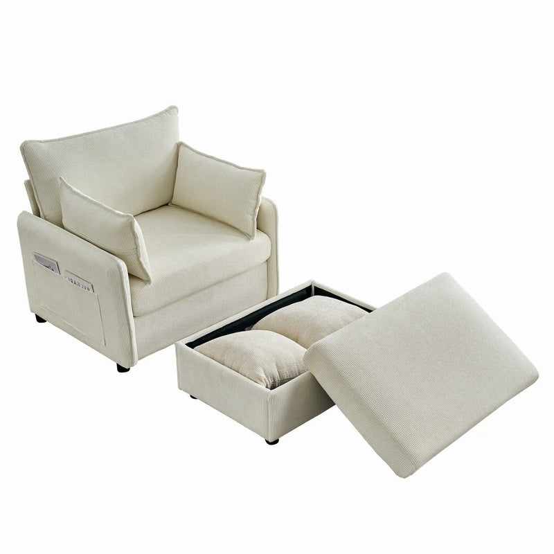 Comfy Oversized Chaise Lounge Chair With Ottoman And Storage by HouseOfZazla