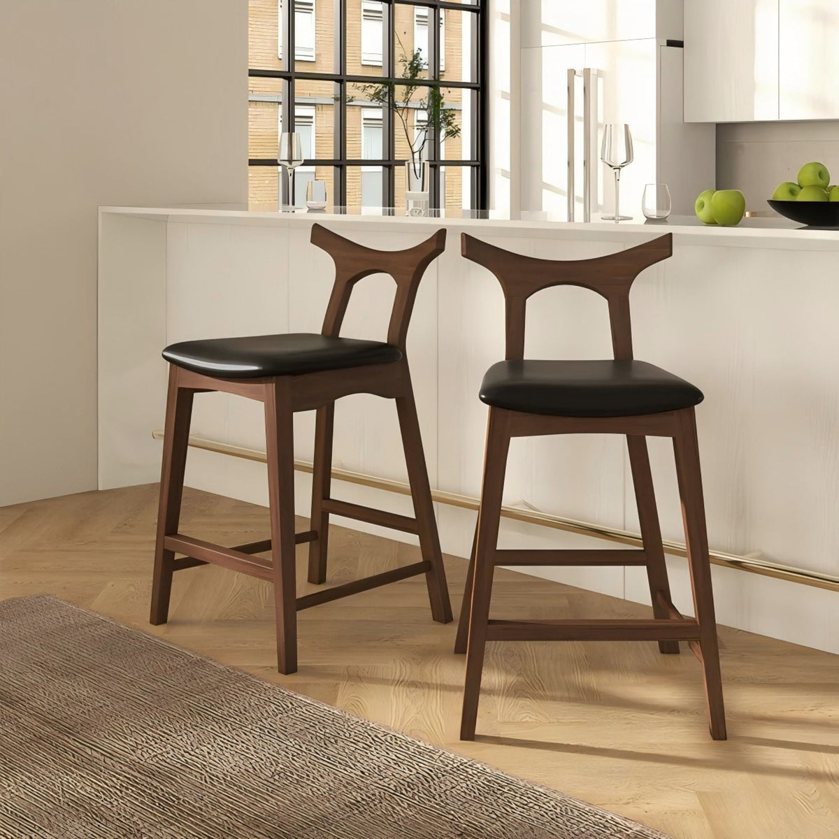 Upholstered Square Bar Chair Set with Solid Wood Frame - Dark Gray or Black, photo 16 of 19