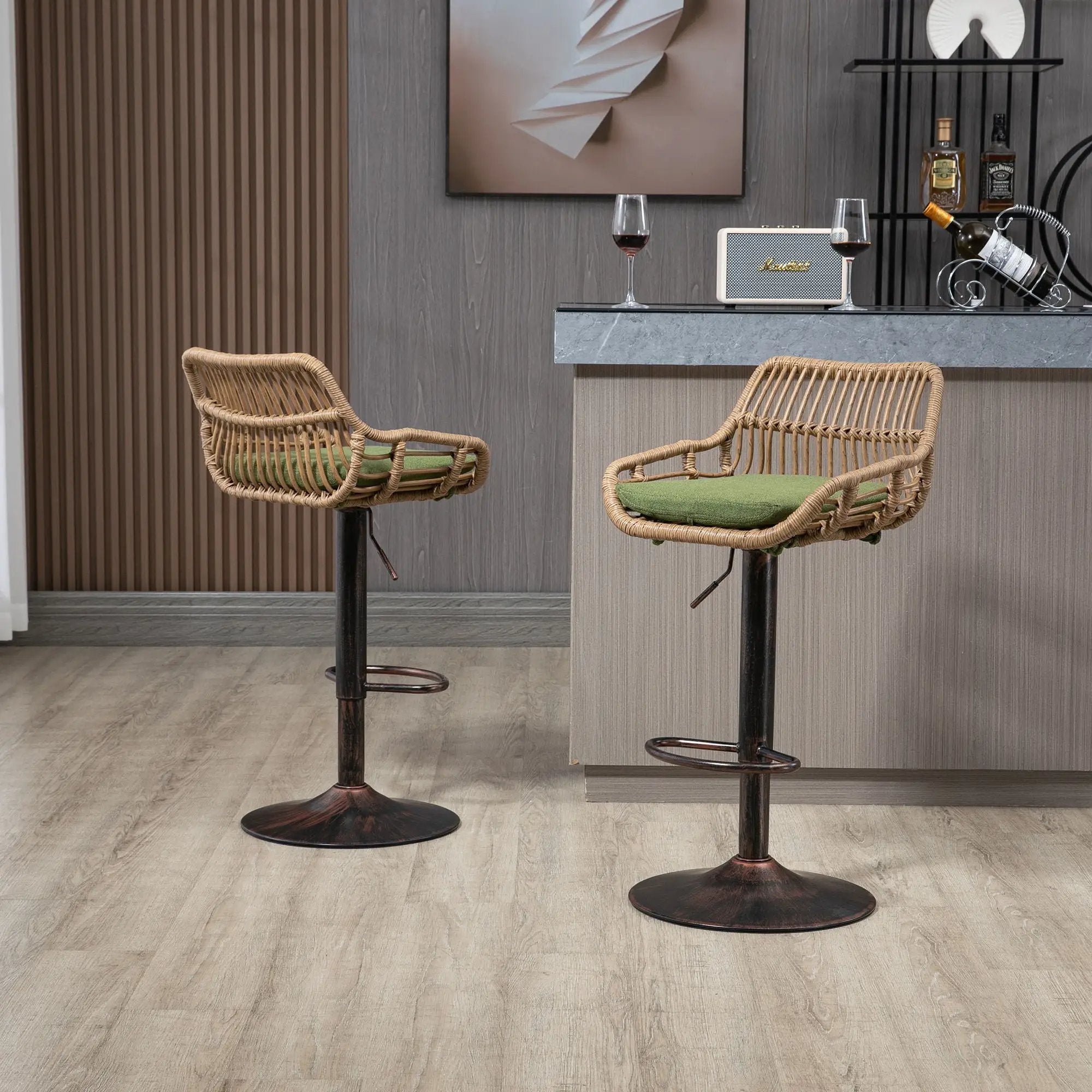 Modern Swivel Bar Stools Adjustable Counter Chairs With Footrest (Set of 2) by HouseOfZazla