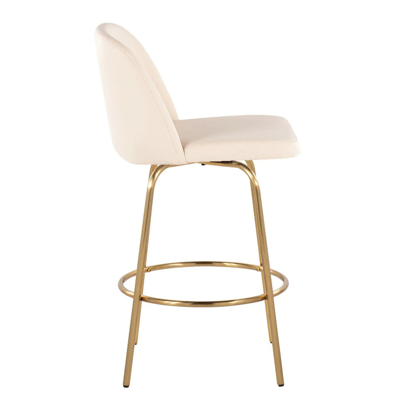 Toriano - Contemporary, Fixed Height Counter Stool With Swivel With Round Footrest (Set of 2) by Unique Piece Furniture