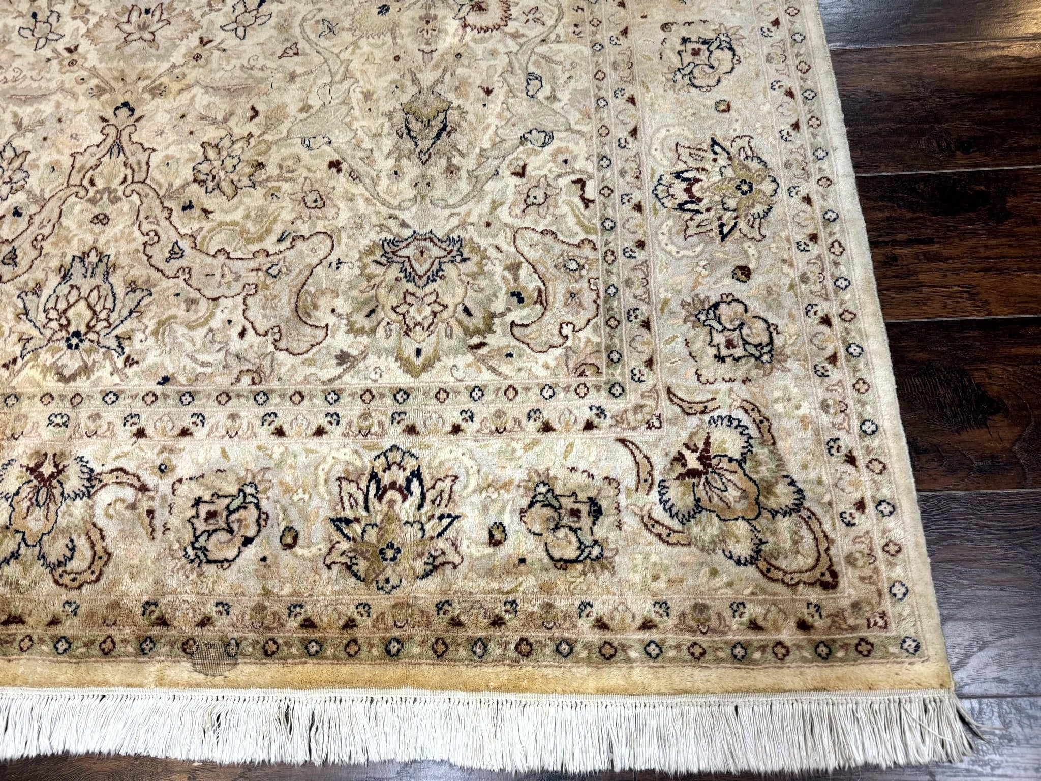 Pak Persian Rug 6x9, Vintage Handmade Wool Carpet, Floral, Beige by Jewel Rugs