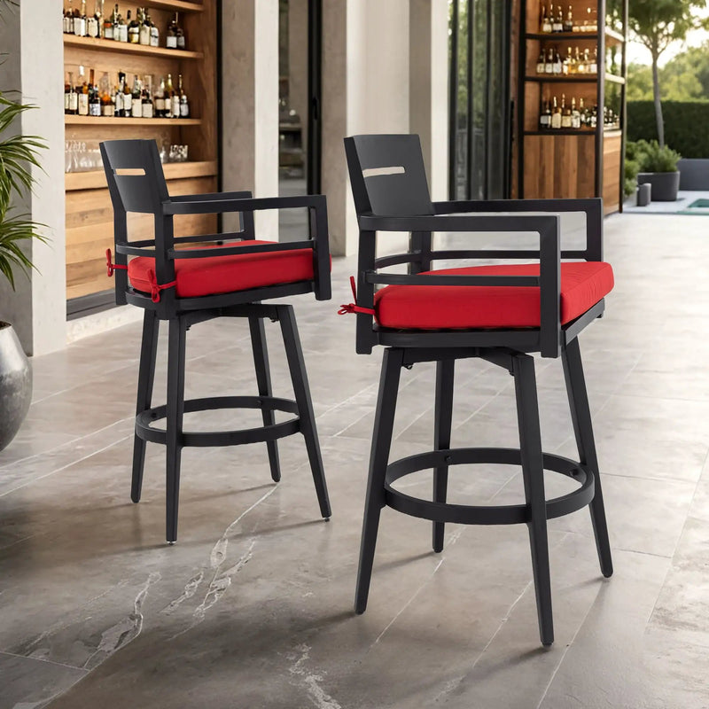 Outdoor Swivel Bar Chairs, 360 Degree Rotation, Ergonomic Backrest (Set of 2) by HouseOfZazla