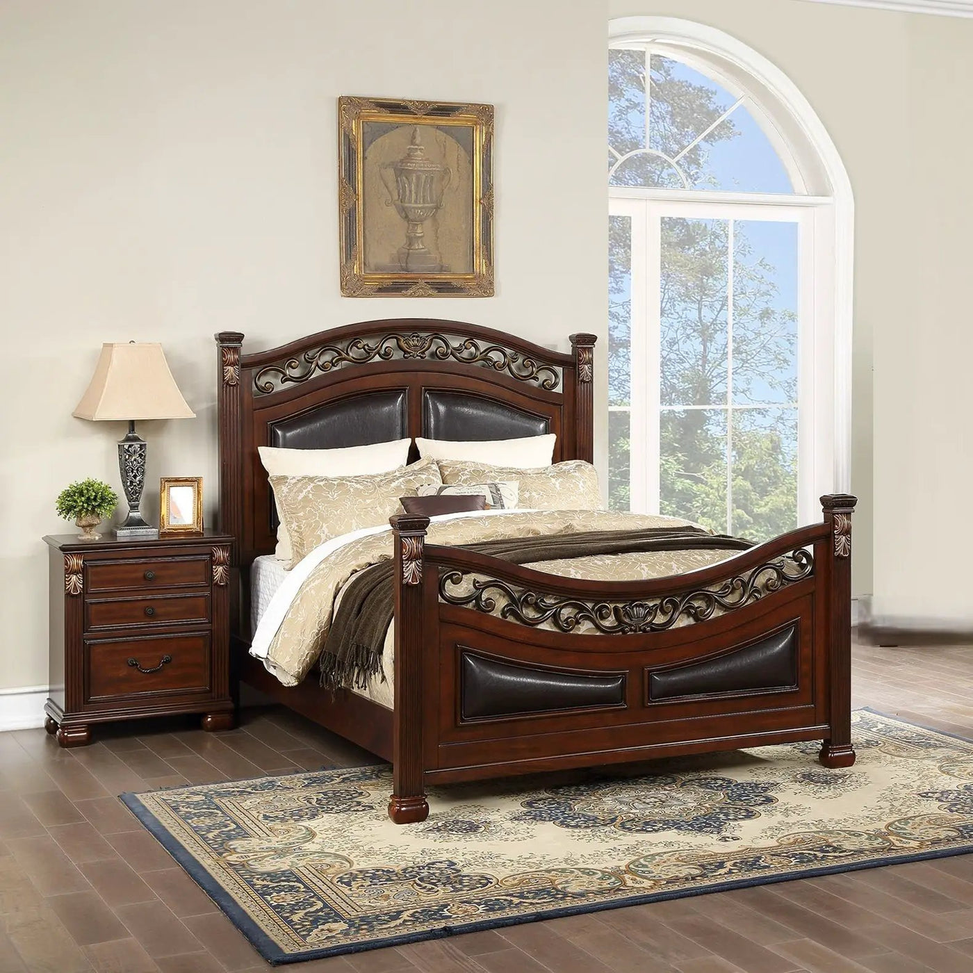 3 Piece Bedroom Set, Traditional Bed With 2 Nightstands by HouseOfZazla