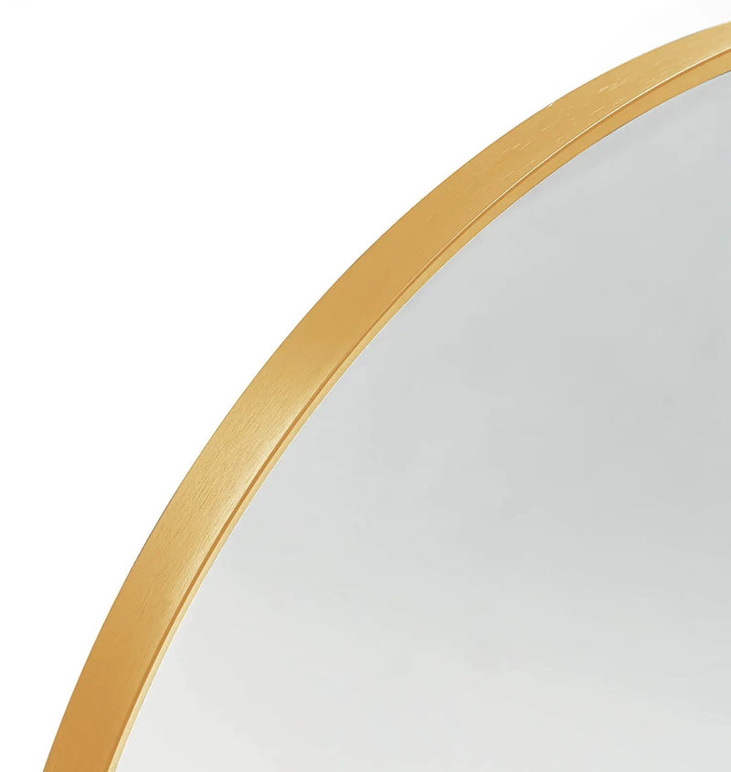 24x36 Inch Gold Metal Framed Arched Mirror by BLAKHOM