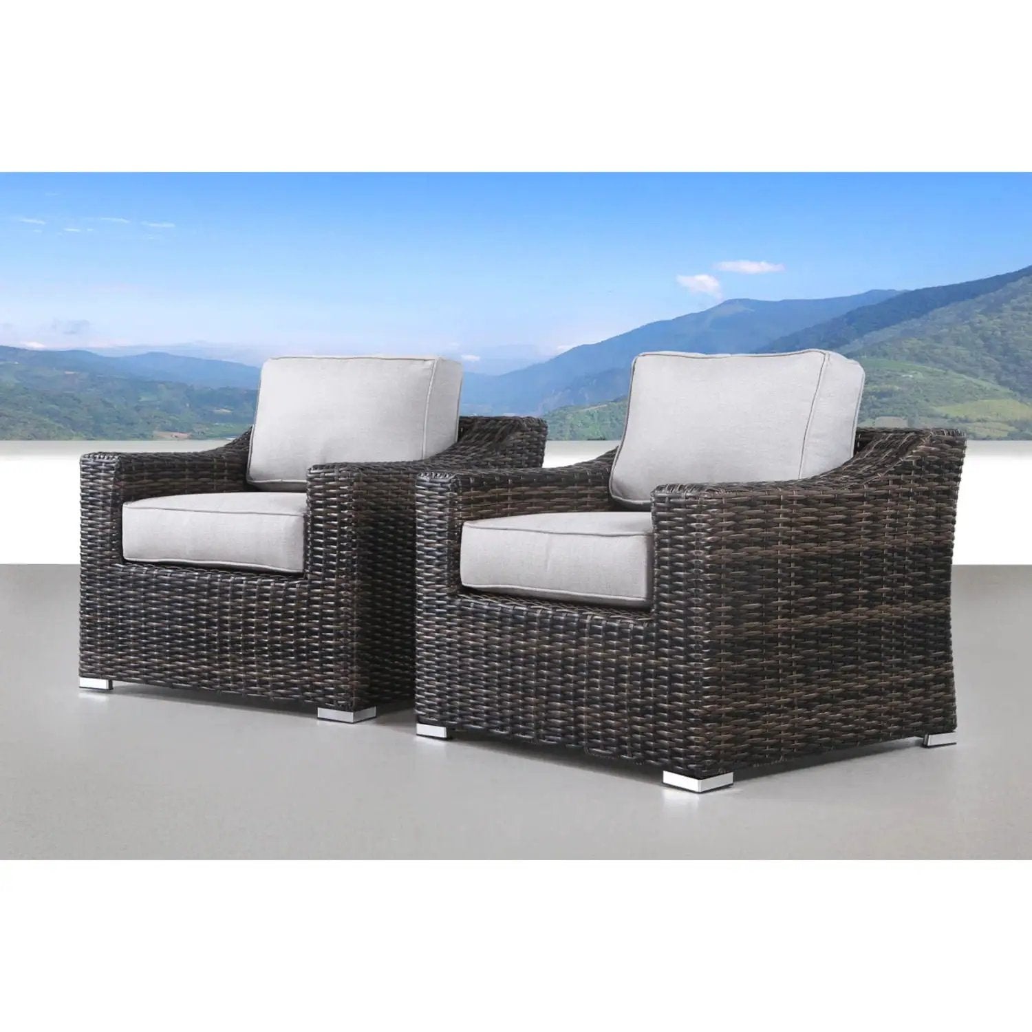 Modern Patio Chair With Cushions (Set of 2) - Brown by Unique Piece Furniture