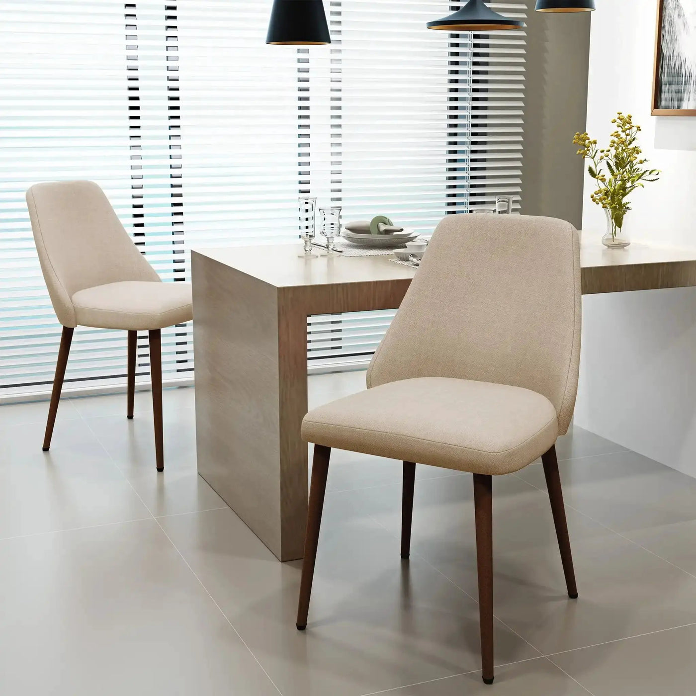 Modern Dining Chair With Iron Legs And Wood Finish by HouseOfZazla