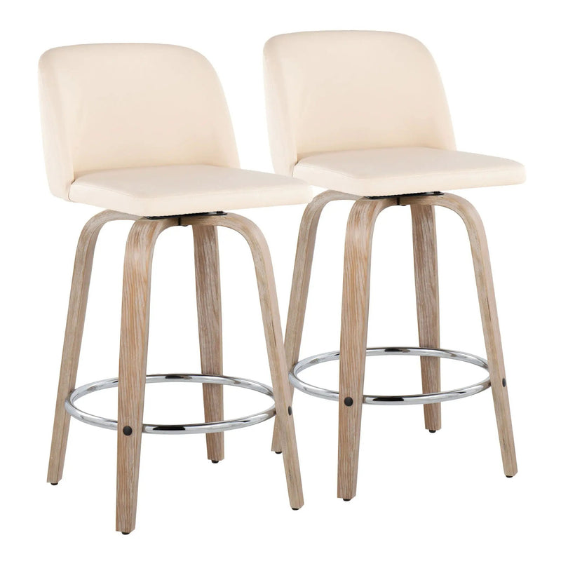 Toriano - Modern Design Fixed Height Counter Stool With Swivel With Round Footrest (Set of 2) by HouseOfZazla