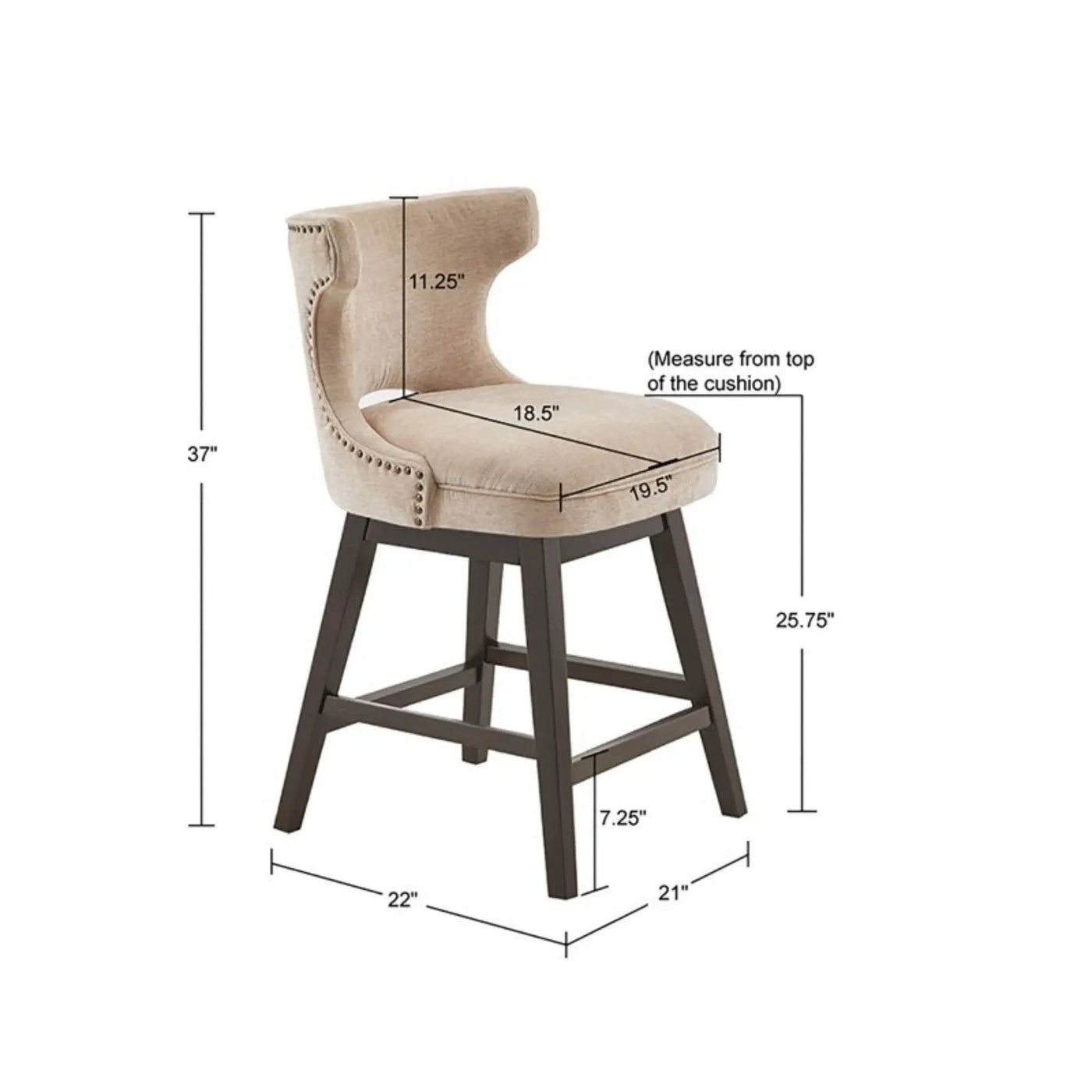 360 Degree Swivel Counter Stool With Silver Detailing by HouseOfZazla