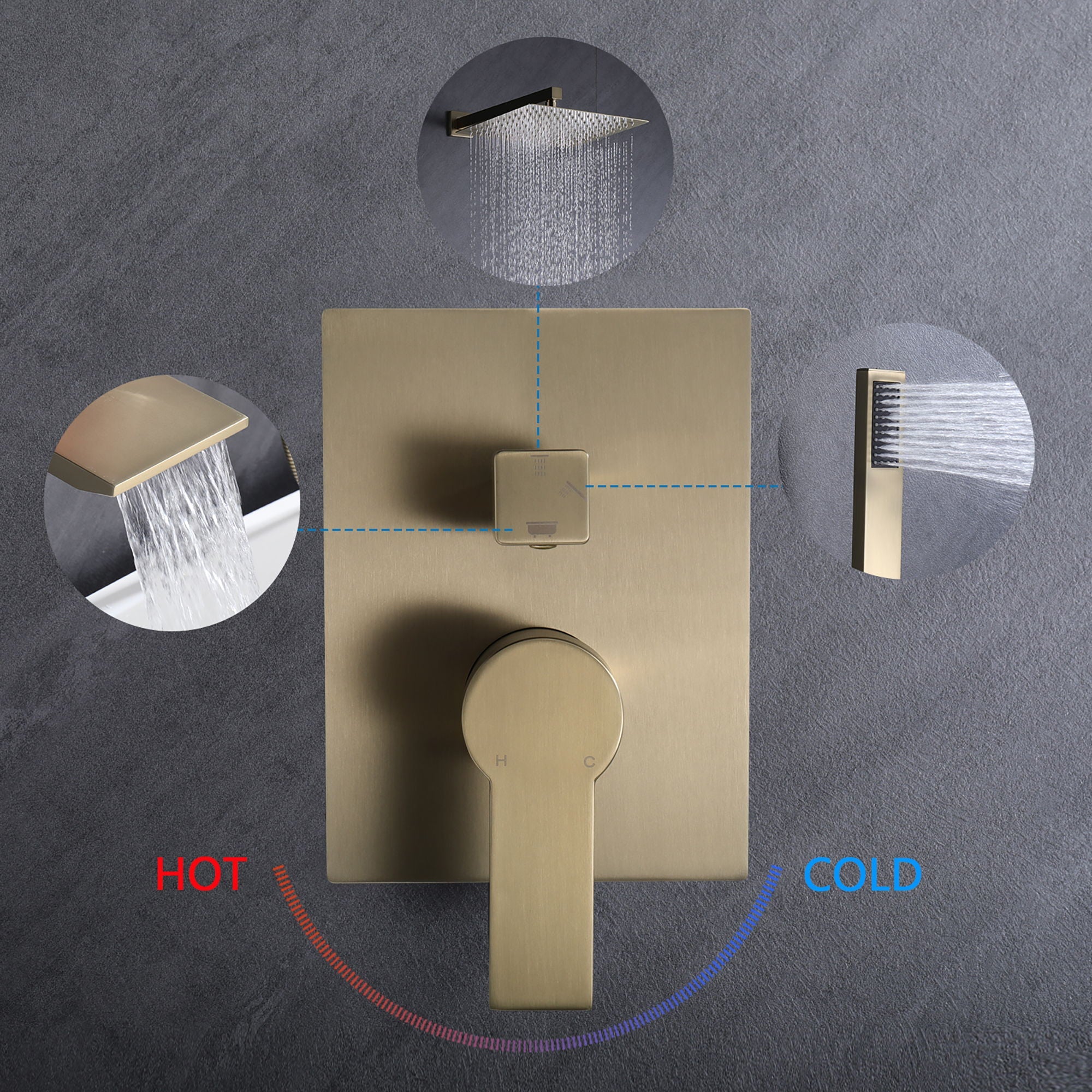 Modern 10" Wall Mounted Rainfall Shower Head System by HouseOfZazla
