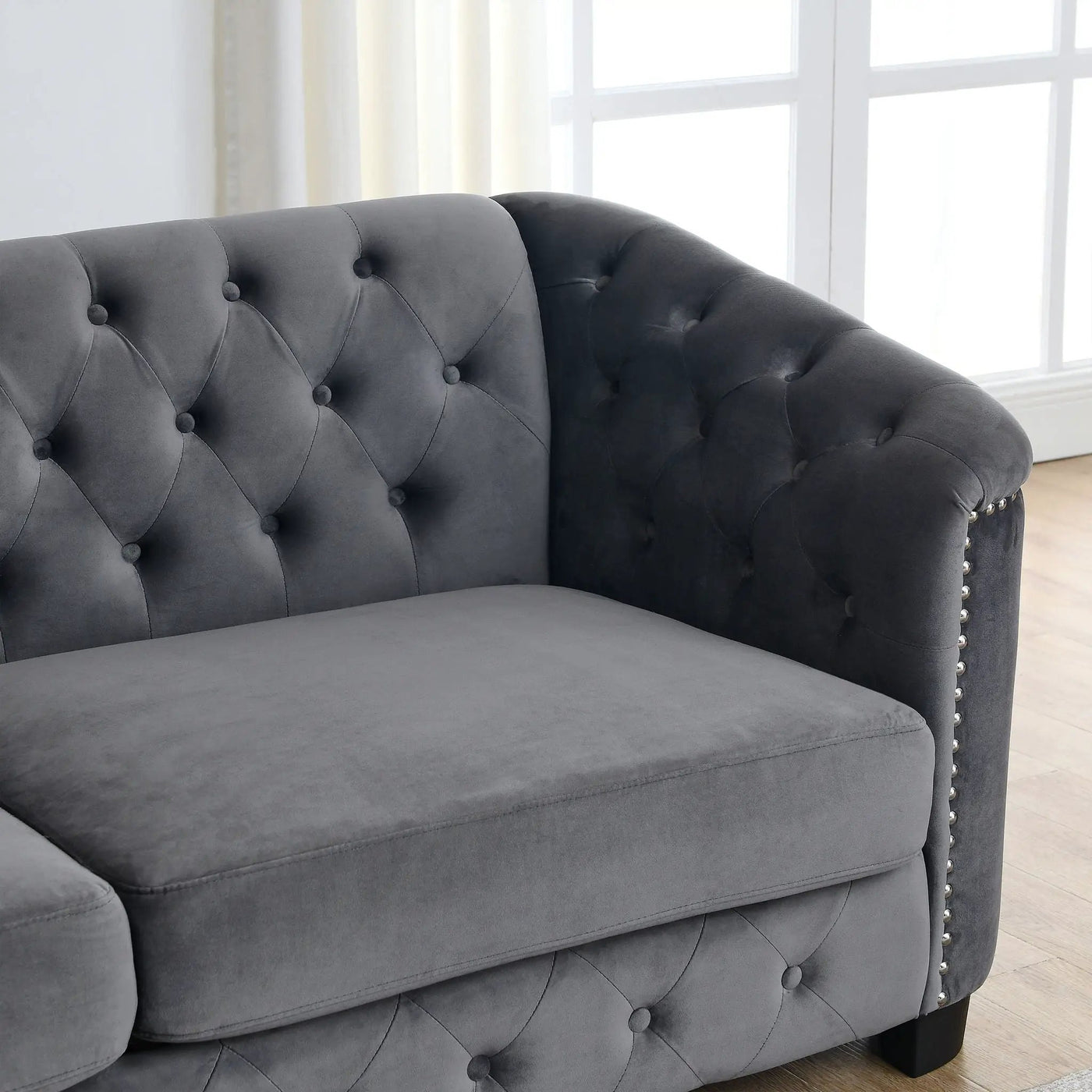 Modern Chesterfield Sofa With Tufted Backrest For Living Room by HouseOfZazla