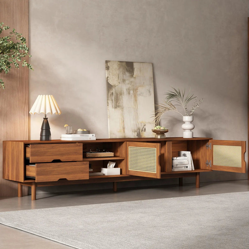 TV Stand For TVs Up To 85", Media Console With 2 Drawers - Walnut by Unique Piece Furniture