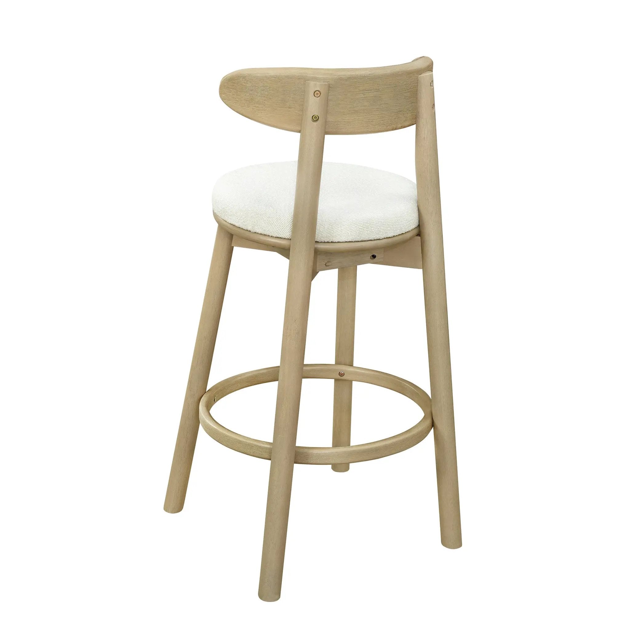 Round Cushion Bar Stools (Natural Ash + Beige) by HouseOfZazla