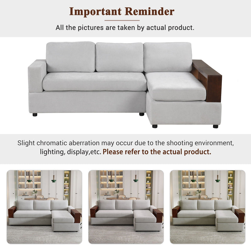 Sectional Sofa Upholstered Sofa Couch With Reversible Armrests For Living Room by HouseOfZazla