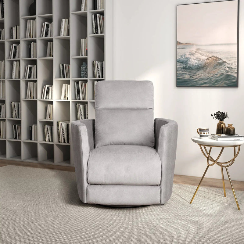 Lawson - Swivel Glider Suede Recliner Chair - Latte by HouseOfZazla