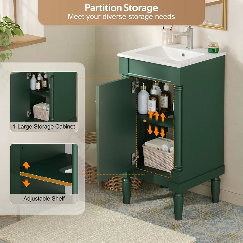 18" French Style Bathroom Cabinet with Storage by HouseOfZazla