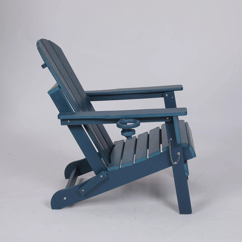 Folding Adirondack Chair with Dual Cup Holder - Navy Blue by HouseOfZazla