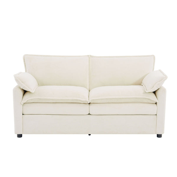 Modern Loveseat Sofa, Upholstered Couch With Side Storage Pockets