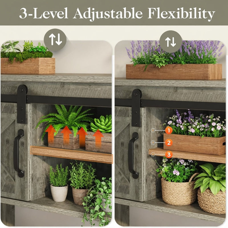 Farmhouse Entryway Table With Sliding Barn Door by HouseOfZazla