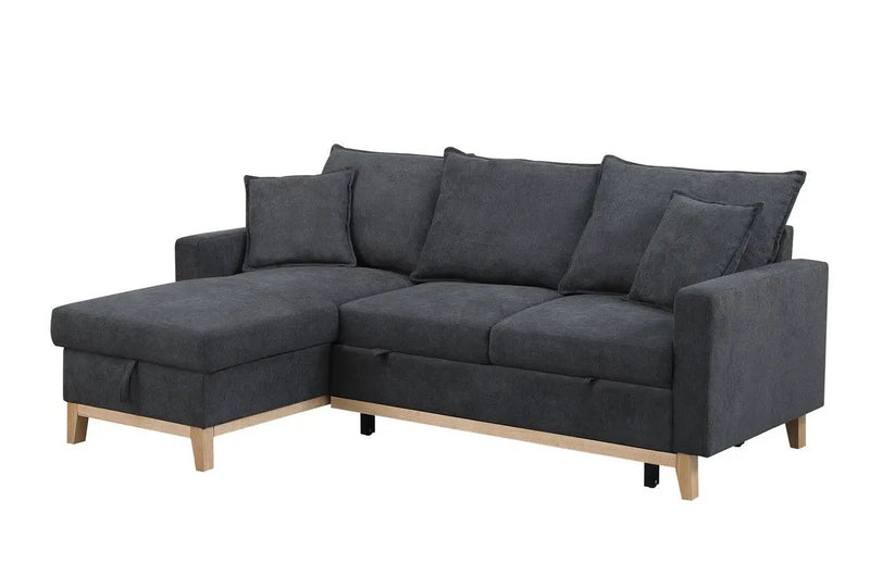 Colton - Reversible Sleeper Sectional Sofa With Storage Chaise - Dark Gray by HouseOfZazla