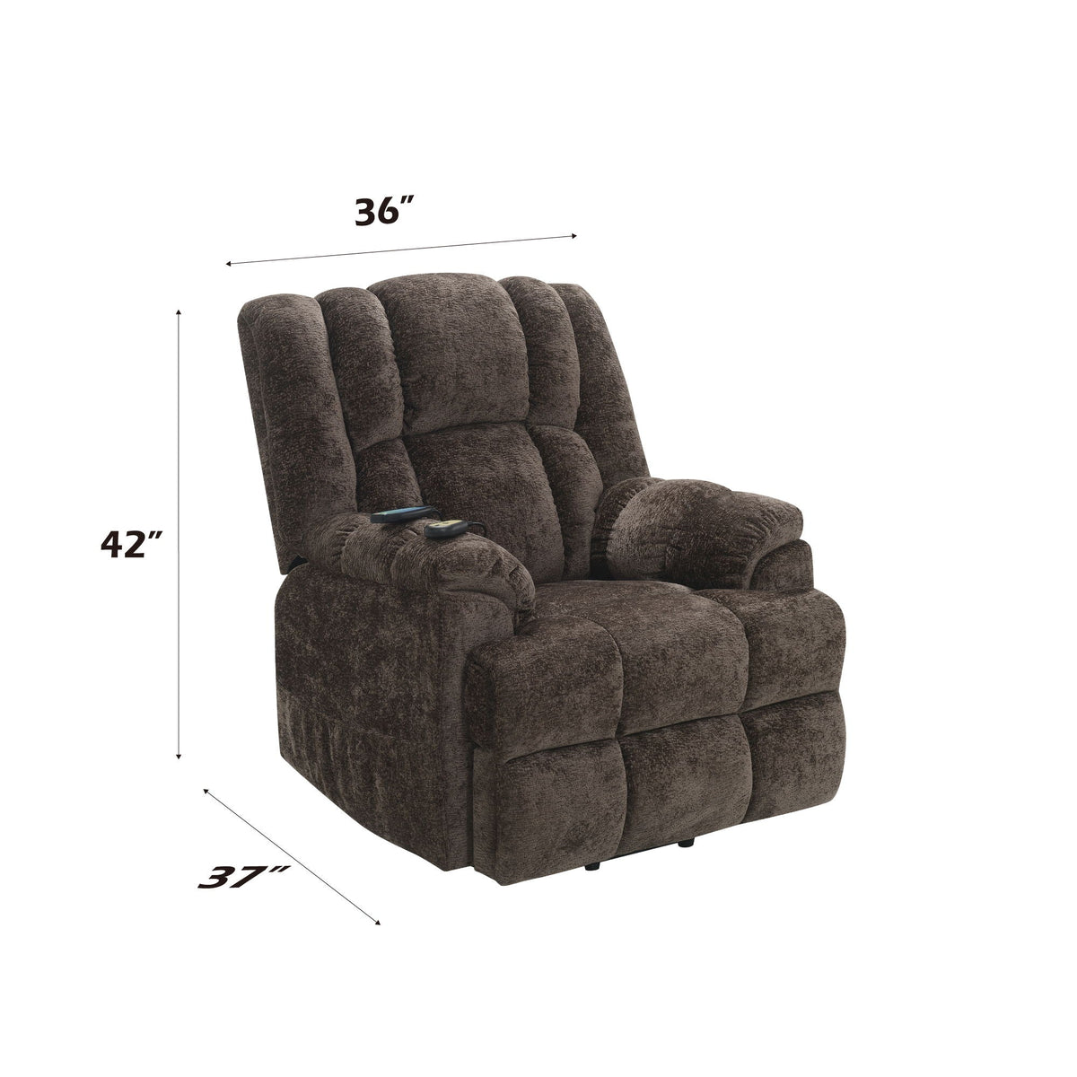 Power Motion Recliner with Lift, Heating & Massage - Brown, photo 4 of 4