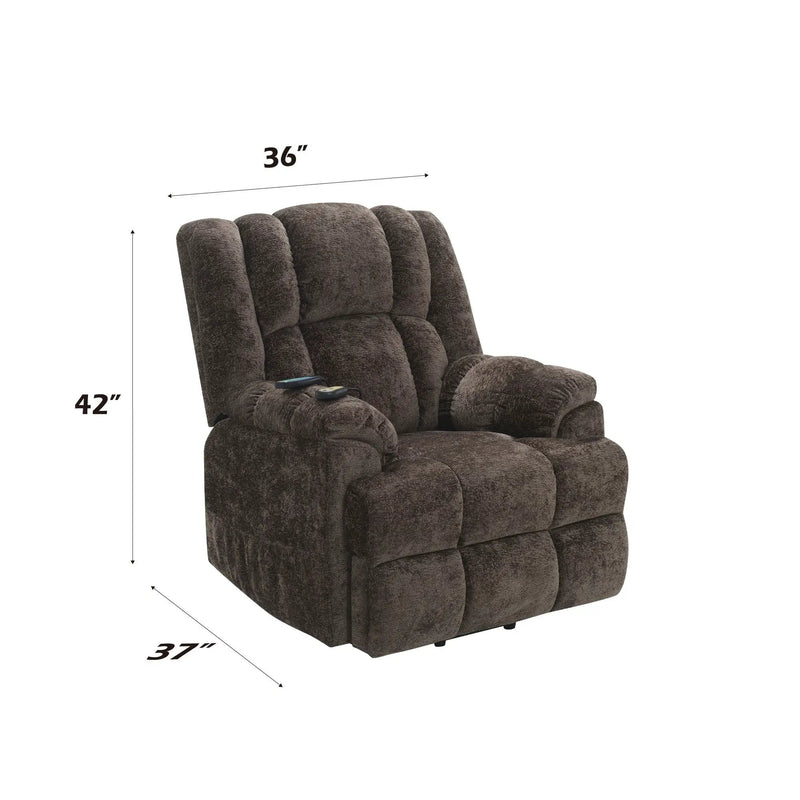 Power Motion Recliner With Lift Heating Massage Function - Brown by Unique Piece Furniture