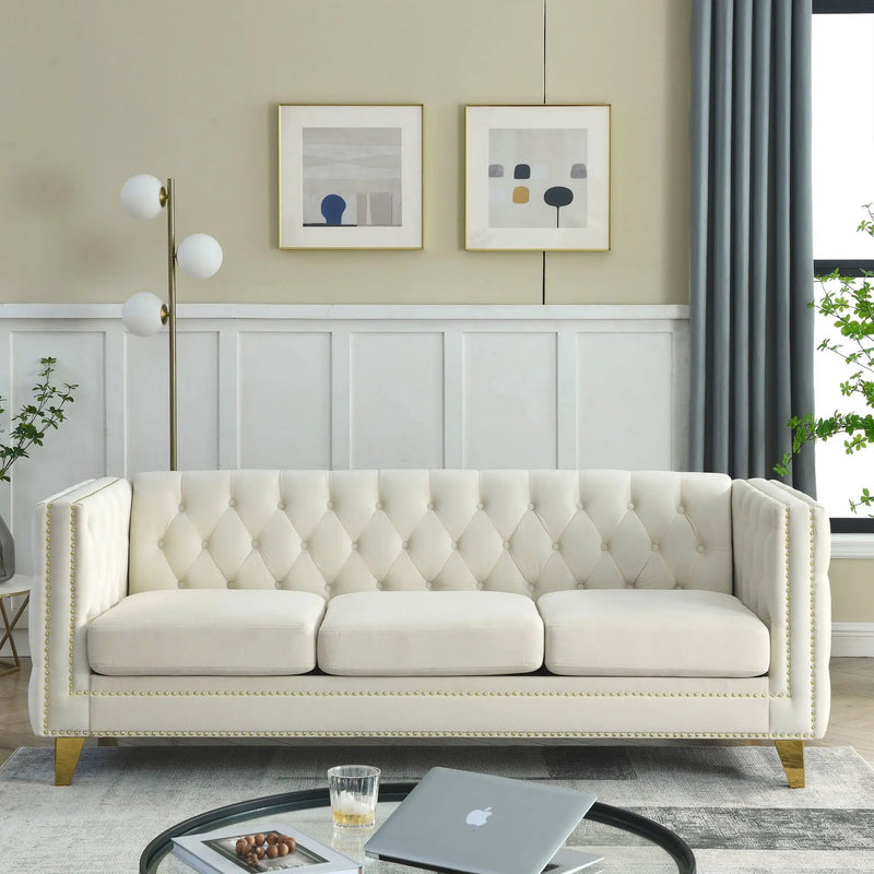 Modern Sofa With Button Tufting, Upholstered Couch For Living Room by HouseOfZazla