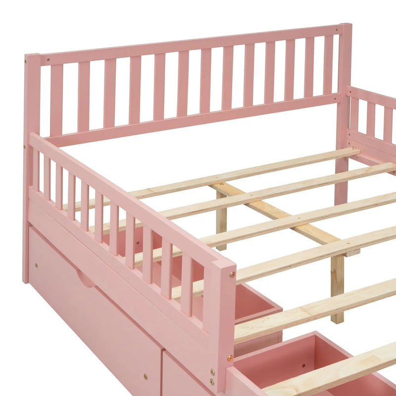 Platform Bed With Guardrails On Both Sides And 2 Storage Drawers by Unique Piece Furniture