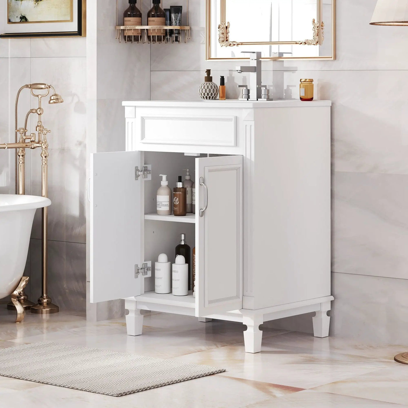Bathroom Vanity With Top Sink, Cabinet With 2 Soft Closing Doors by Unique Piece Furniture