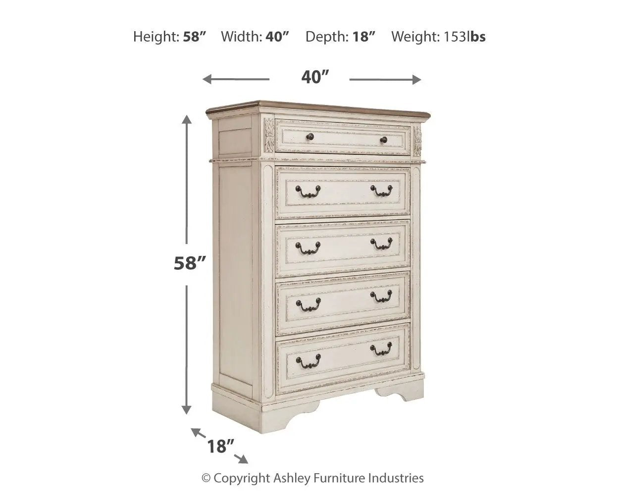Realyn - Five Drawer Chest - White / Brown / Beige by Unique Piece Furniture