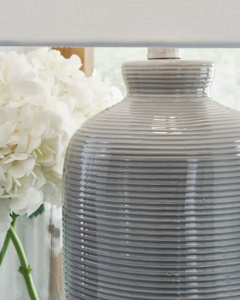 Wimlow - Ceramic Table Lamp - Gray Blue by Unique Piece Furniture