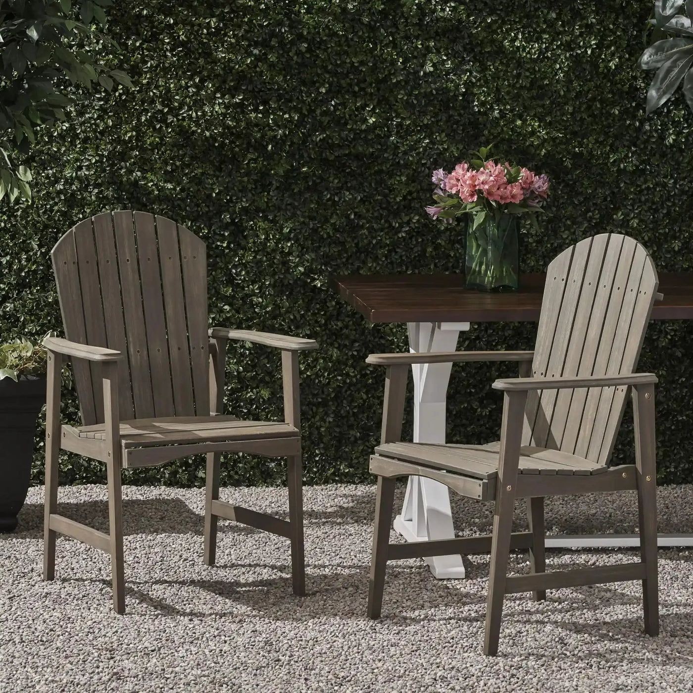 Outdoor Weather Resistant Acacia Wood Adirondack Dining Chairs (Set of 2) by HouseOfZazla