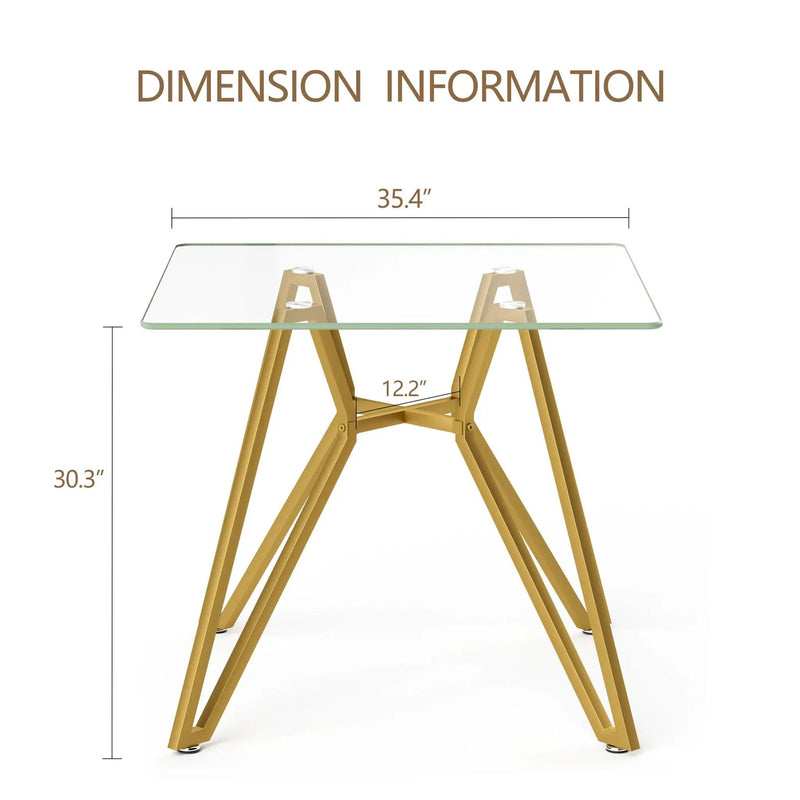 Modern Glass Dining Table With Metal Legs by HouseOfZazla