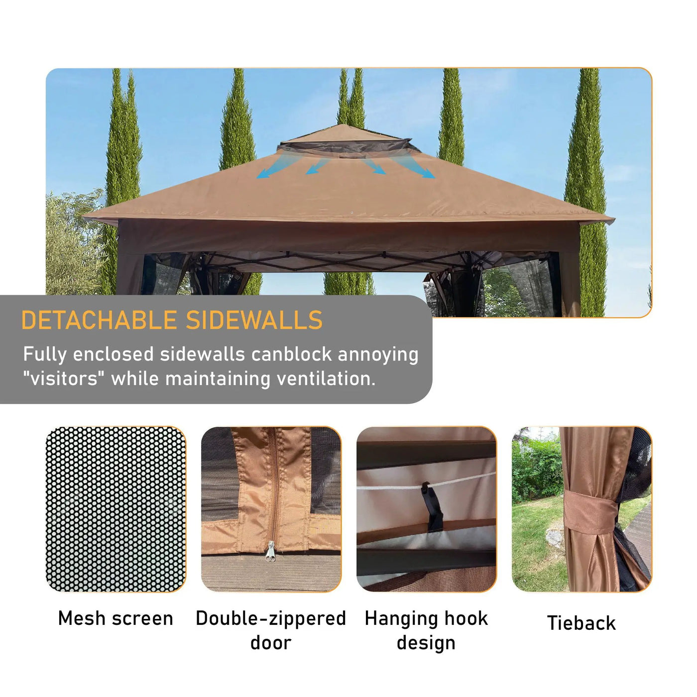 Outdoor Pop Up Gazebo Canopy With 2 Tier Soft Top And Removable Zipper Netting by HouseOfZazla
