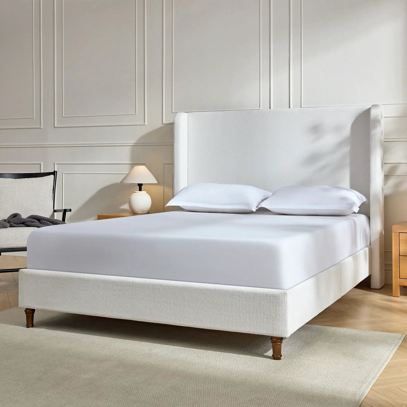 Harper - Tall Headboard Upholstered Bed / High Headboard / Elegant Simplicity / No Box Spring Needed by HouseOfZazla