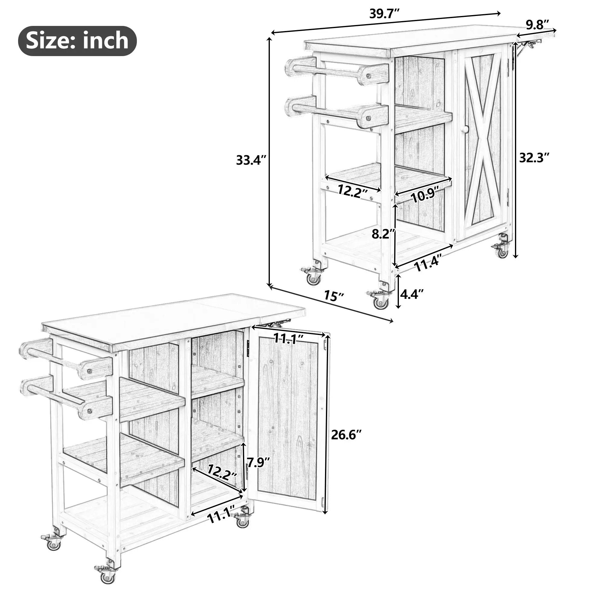 Foldable Outdoor Kitchen Island Patio Kitchen Cart by HouseOfZazla