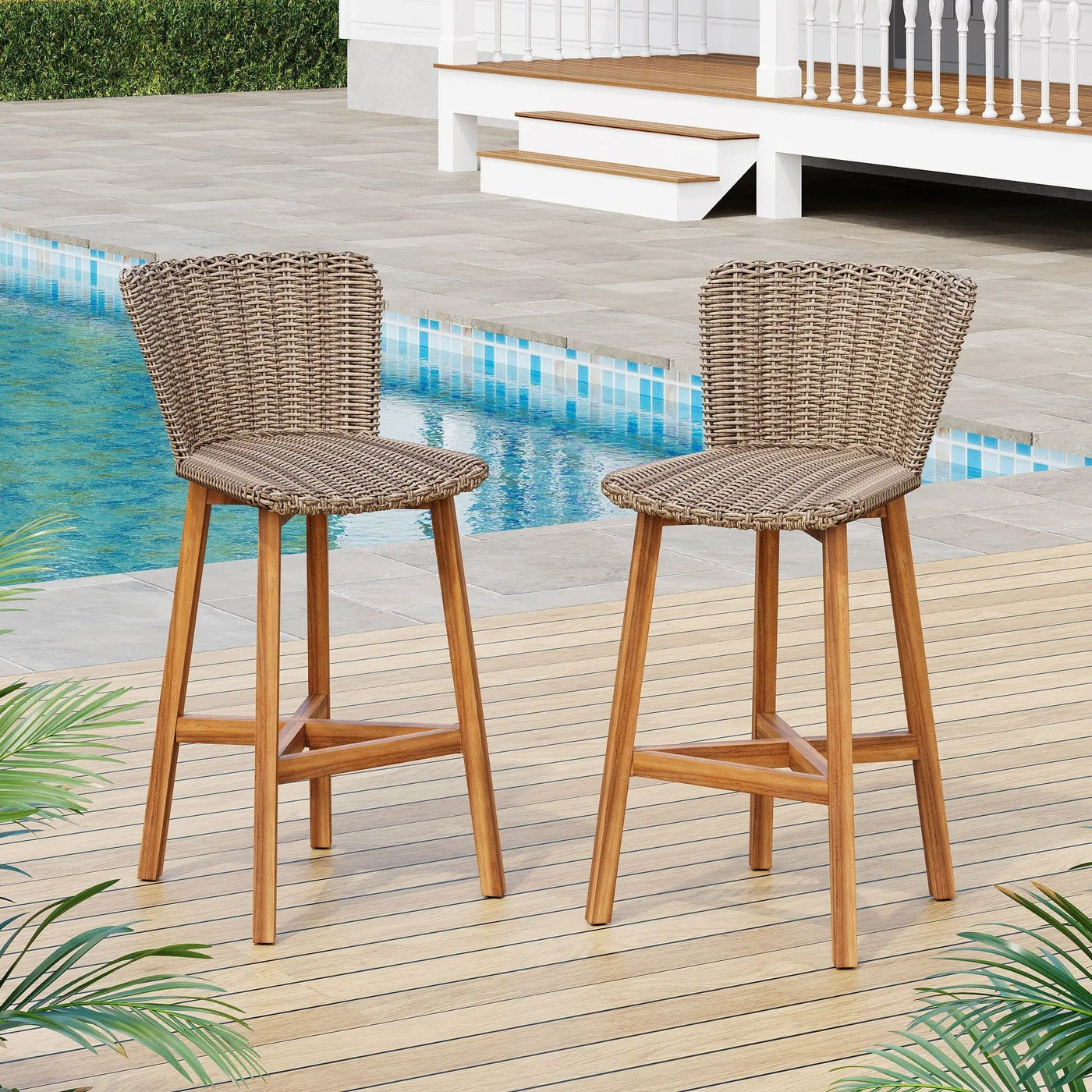 Lymington Outdoor Bar Stool Set of 2 by HouseOfZazla